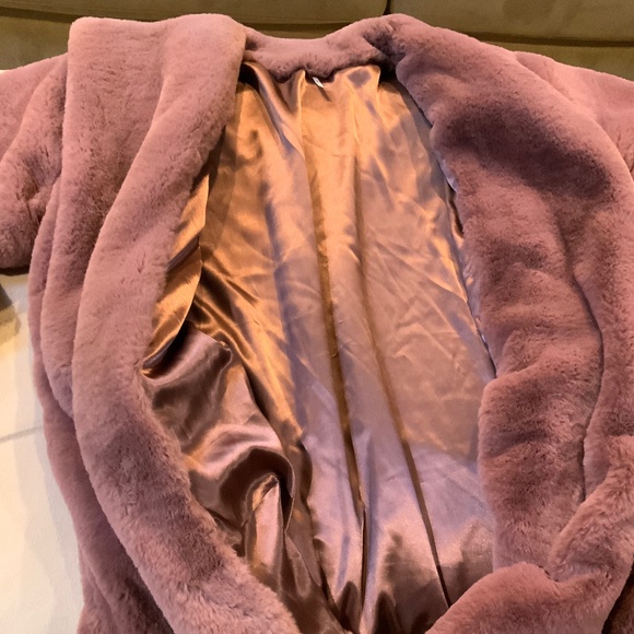 Free People Faux Fur Jacket Dusty Rose/Pink Color Sz M/L - Picture 8 of 13